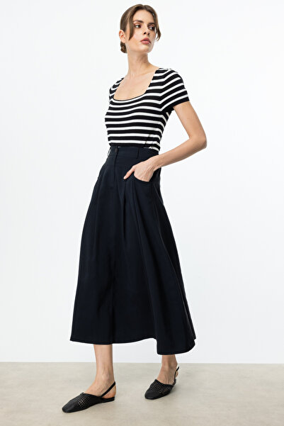 Ekol Elastic Waist Skirt with Side Pockets