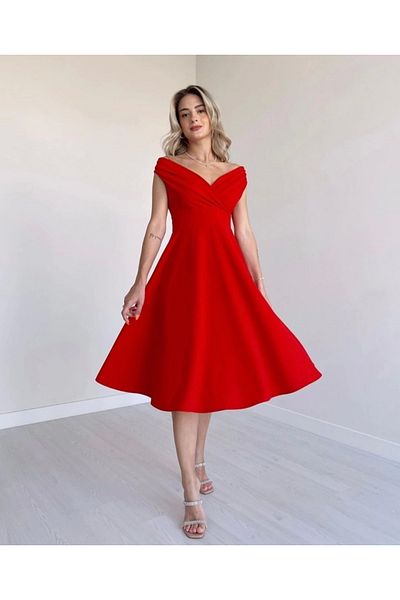 nedo7 Women's Short Sleeve Double Breasted Collar Skirt Flounce Crepe Dress