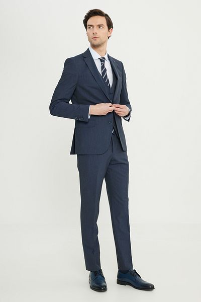 ALTINYILDIZ CLASSICS Men's Navy Blue Slim Fit Slim Fit Mono Collar Vest Suit