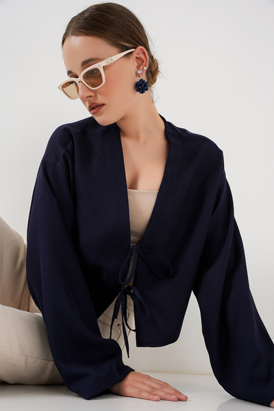 Bigdart Лляне кімоно 960 - темно-синій