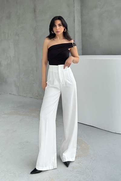 Seda Yalçın Atelier Ecru Pencil Wide Leg Trousers