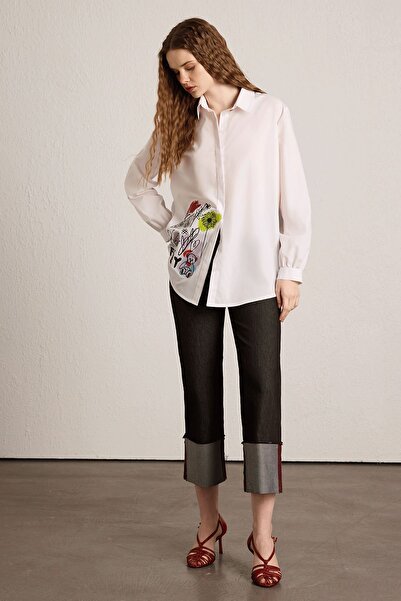 UPGRADE Ön Baskılı Gömlek Beyaz