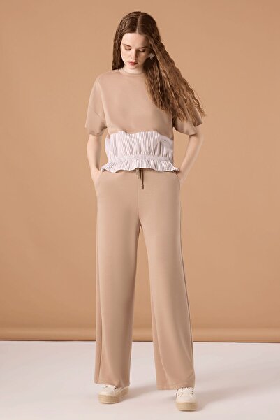 UPGRADE Düşük Kol Gipeli Bluz Bej