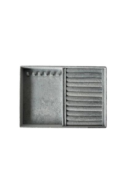 MeGass Dekor Domestic Production Rio Model Suede Fabric Gray Color Nails-Sausage Drawer Jewelry Organizer