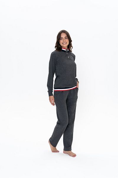 U.S. Polo Assn. U.S. Polo Assn. Women's Anthracite Mlnj. Dowry Half Placket Pajama Set - Arass20J11W2J