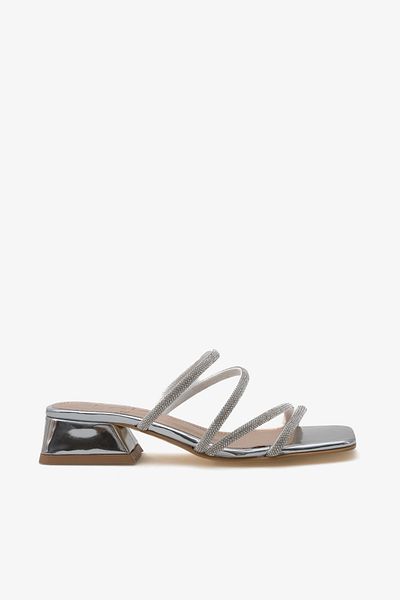 LOJO Women's Stone Band Detailed Daily Slippers Blow Silver