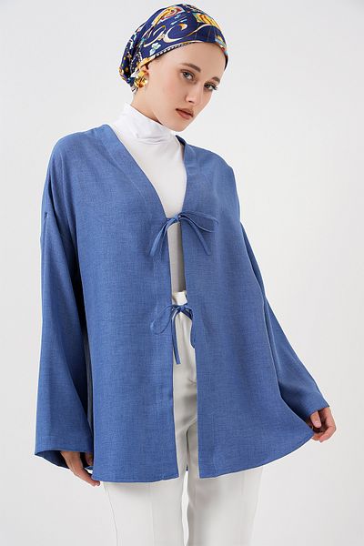 Bigdart Λινό Hijab Kimono 5968 - Indigo