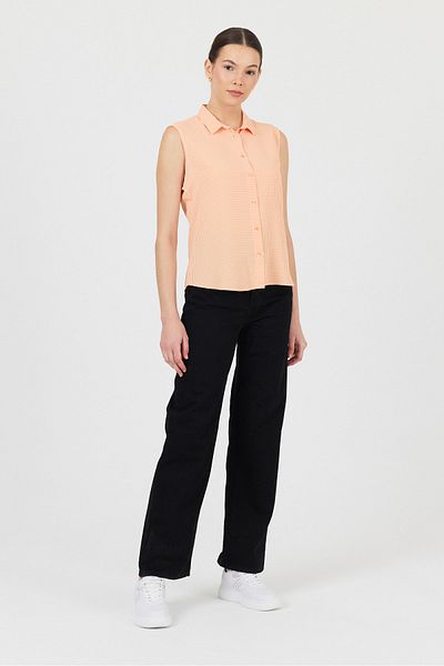 ÖNDER MODA Women's Orange Piti Checkered Sleeveless Shirt