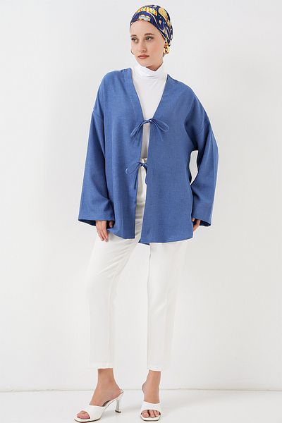 Bigdart Λινό Hijab Kimono 5968 - Indigo