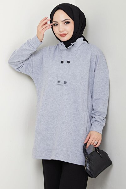 hafsamina Snap Detailed Suit Gray Hm2719