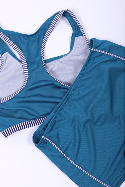 Lio20 Κοριτσίστικο ριγέ μαγιό μπικίνι κάτω μέρος-πετρέλαιο πράσινο-για ηλικίες 7-16