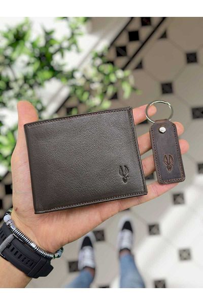 Visso leather Visso 262 Genuine Leather Double Id Compartment Classic Men's Wallet Purse Aci Brown Keychain