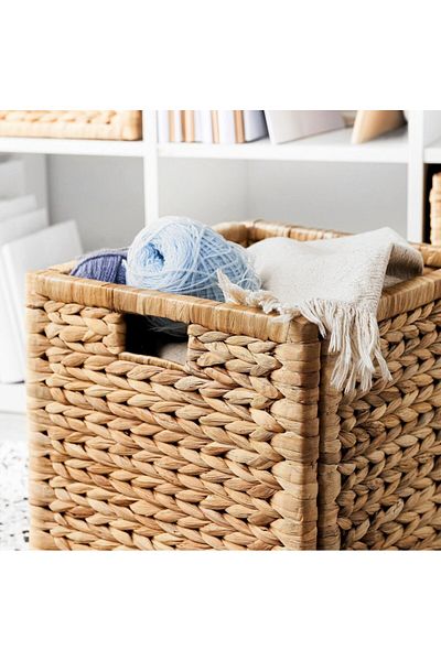 Bahçem Decorative Natural Water Hyacinth / Seagrass Wicker Basket 32X32X32Cm