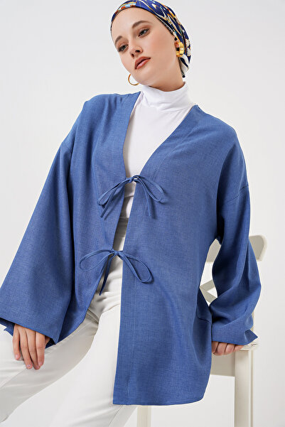 Bigdart Ľanové kimono na hidžáb 5968 - Indigo