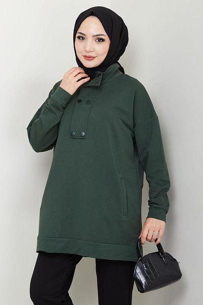 hafsamina Snap Detailed Suit Khaki Hm2719