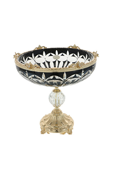 GiftExpress Fructiera Murano Luxurious negru și auriu 27cm