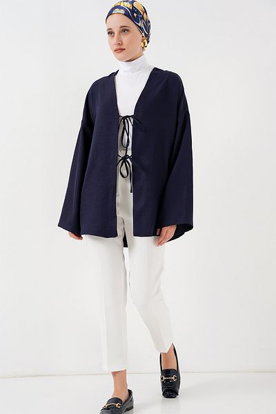 Bigdart Λινό Hijab Kimono 5968 - Navy Blue