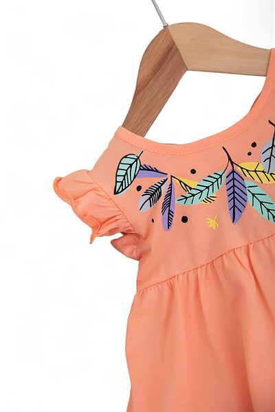VOY KİDS Baby Girl Flower Printed Backless Summer 6-9-12-18-24 Months Bottom Top Set