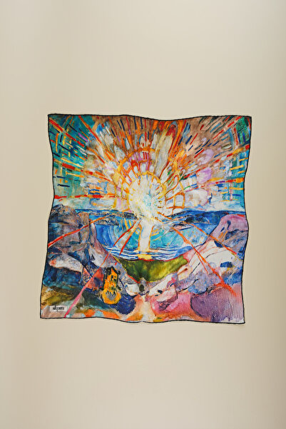 silqoora وشاح باندانا حريري 100% (55×55 سم) - إدوارد مونش (الشمس)