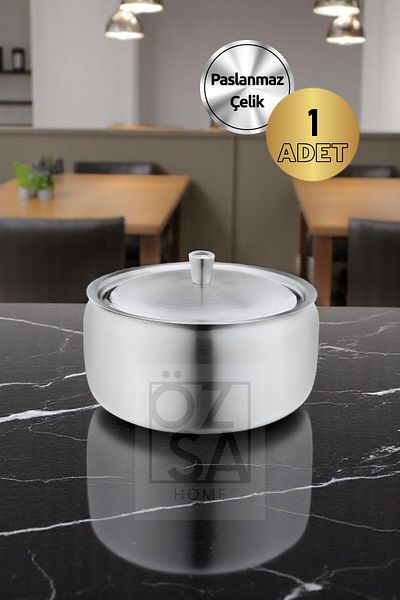 ÖzSa Home Premium Sugar Bowl Turkish Delight Bowl with Stainless Steel Lid Cube Sugar Bowl Hotel Cafe Restaurant Sugar Bowl