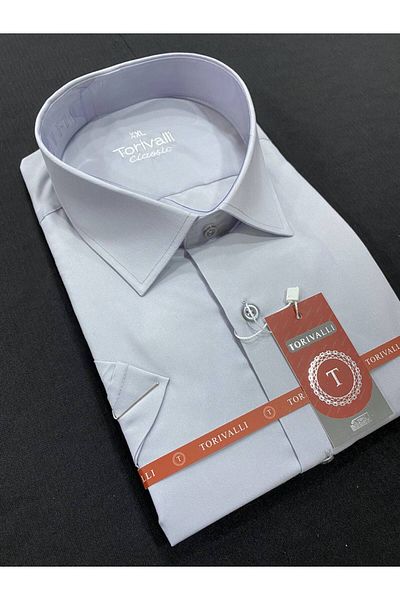 Torivalli Collection Large Size Short Sleeve Classic Fit Easy-Iron Seasonal Solid Color Men's Shirt