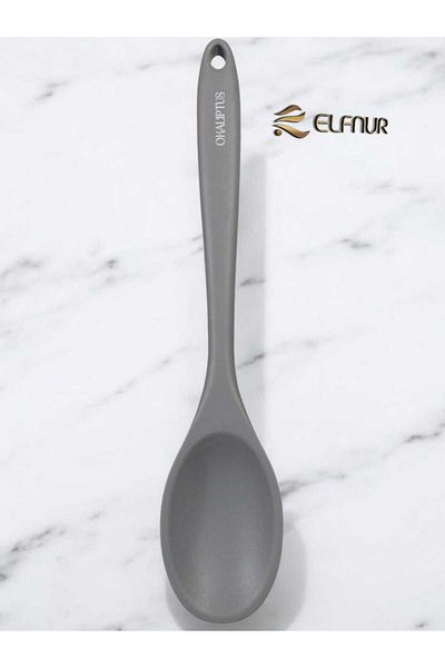 elfnur 1Pc 28.cm Hard Tip Heat Resistant Fireproof Non-Stick Silicone Food Serving Spoon