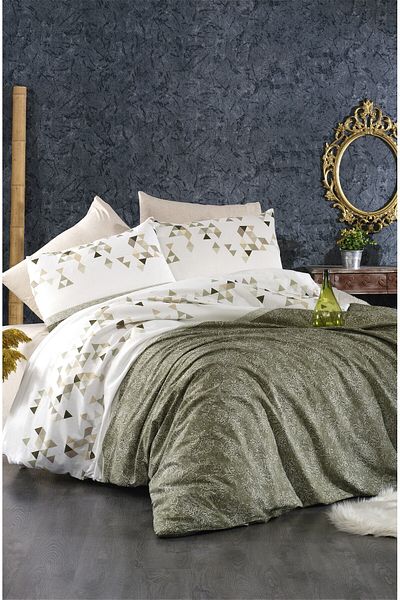 GARDEN ROOM Double Duvet Cover Set with Elastic Sheets Parem Beige