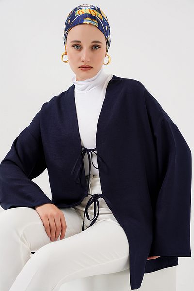 Bigdart Λινό Hijab Kimono 5968 - Navy Blue