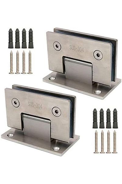 NUZAMAS Set of 2 Frameless Glass Door Hinges, Brackets to Wall, Shower Door Hinge Wall Mounted Suita
