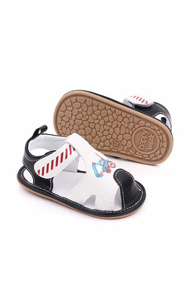 Superbaby Sandalute alb cu negru pentru baietei - Masinuta