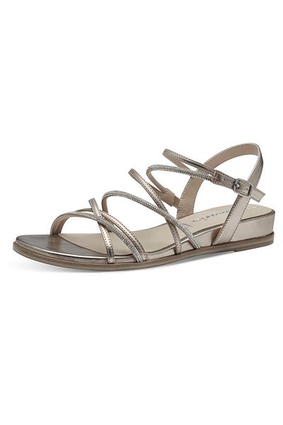 Tamaris Damen Goldfarben Komfort Sandalen - 1-28103-42 933 Light Gold Textil