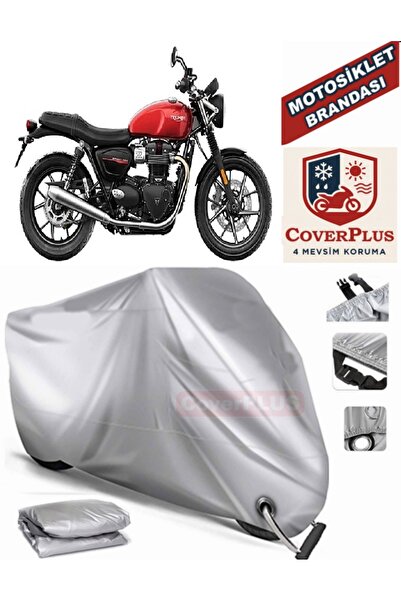 MotoEN Gray Lock Compatible Motor Tarpaulin Triumph Street Twin Motorcycle Ta...