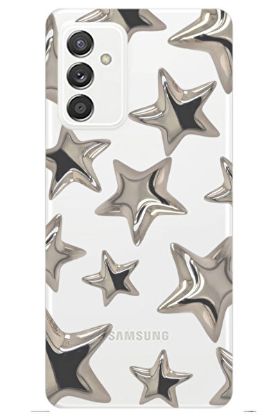 WANNA PROTECT Samsung M52 Şeffaf Stars Desenli Silikon Telefon Kılıfı