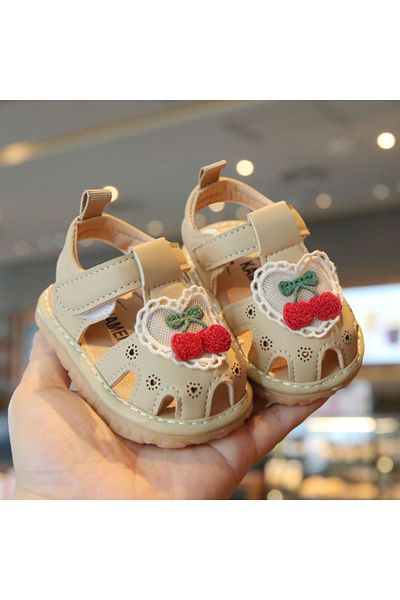 Superbaby Cream sandals with peep-toes - Cherries