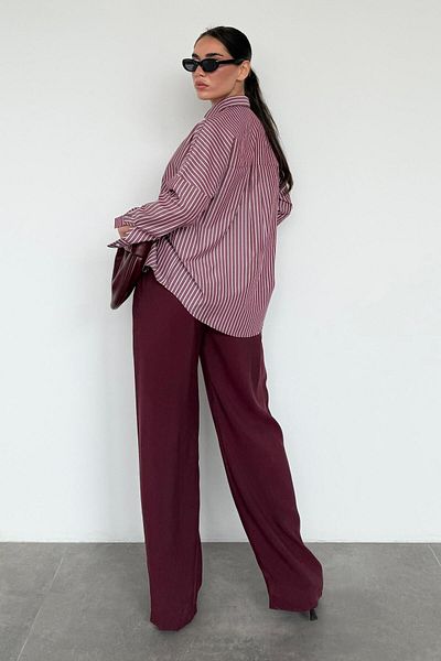 Madmext Burgundy Elastic Waisted Loose Cut Pants Mg2020