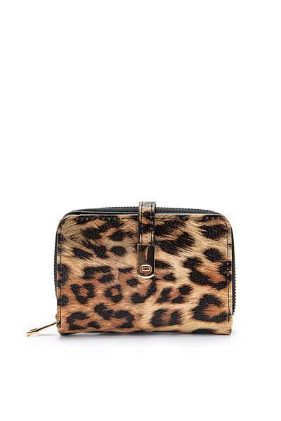 minebag Portofel de dama din piele artificiala din piele lacuita Leopard MN107