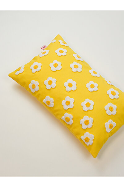 Galia Tasarım Papatya - Rectangular Punch Throw Pillow Cover - Yellow