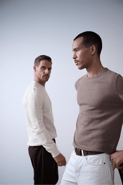 MFY Fashion Men's Knitwear Thick Wool Knitwear Knitted Sweater Ecru