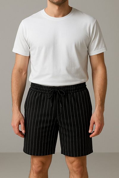 Altamira Men's Black Zr Crepe Patch Shorts