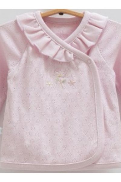 Caramell Hospital Release Baby Girl 5 Piece Zibin Set with Flower Pattern (Top Zibin Pants Hat Gloves Apron)0-3 Months