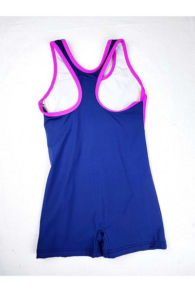 Lio20 Girl's Lycra Shorts Swimsuit-Navy Blue-Age 7-16