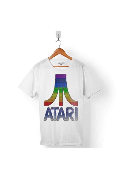 Kendim Seçtim Μπλουζάκι Unisex σε λευκό χρώμα Ateri Atari Nostalgia Game Logo T-shirt με στάμπα
