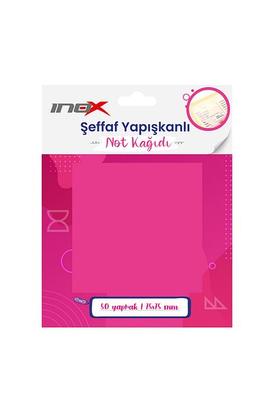 VİVA İnox Transparent Adhesive Note Paper 75X75 Pink 50's
