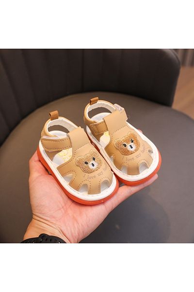 Superbaby Sandalute crem cu piuitoare - Bear family