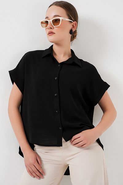 Bigdart Women's Oversize Short Sleeve Shirt 20322 - Black