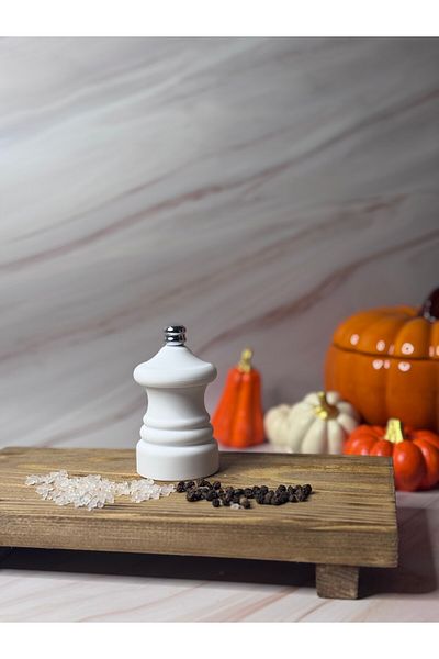 AÇSEL Salt and Pepper Mill Spice Grinder 9 cm Matte White Silver