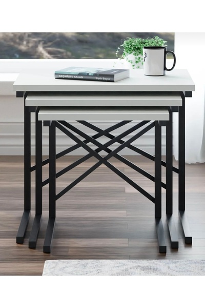 Home Zigon üçlü beyaz sehpa