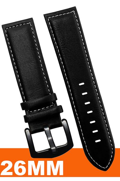 COBRA 26mm Leather Watch Band Strap Compatible with Fossil-Welder-Casio-Seiko-Omega-Armani Watch