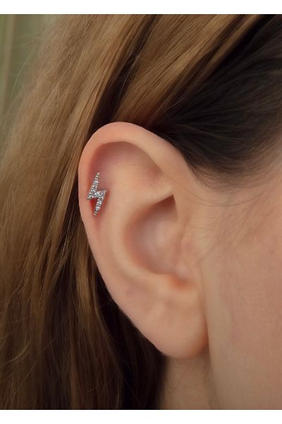 Home Sihra Accessories Lightning Model Silver Piercing Helix Tragus Cartilage