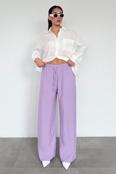 Madmext Lilac Wide Leg Women's Trousers Mg1982